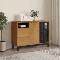 Berkfield Home Sideboard with Glass Door FLAM 110x40x80 cm Solid Wood Pine in Brown | Size: 110 x 40 x 80 cm