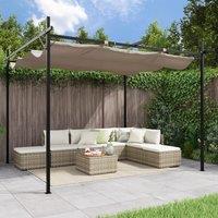 Berkfield Home Pergola with Retractable Roof Taupe 295x292x230 cm in Beige | Size: 295 x 292 x 230 cm