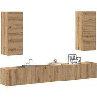 Berkfield Home 4 Piece TV Cabinet Set Wall-mounted Artisan Oak Engineered Wood in Brown