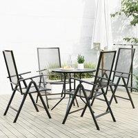 Berkfield Home Reclining Garden Chair Set 5 pcs Anthracite Powder-coated Steel in Black