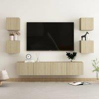 Berkfield Home 6 Piece TV Cabinet Set Sonoma Oak Engineered Wood in Brown