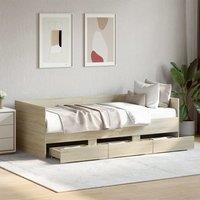 Berkfield Home Daybed with Drawers without Mattress Sonoma Oak 100x200 cm in Brown