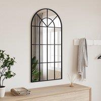 Berkfield Home Wall Mirror Black 50x100 cm Arch Iron