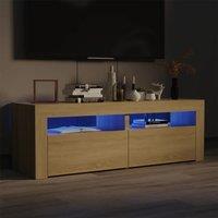 Berkfield Home TV Cabinet with LED Lights Sonoma Oak 120x35x40 cm in Brown | Size: 120 x 35 x 40 cm