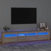 Berkfield Home TV Cabinet with LED Lights Sonoma Oak 210x35x40 cm in Brown | Size: 210 x 35 x 40 cm