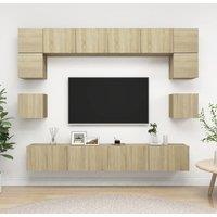 Berkfield Home 8 Piece TV Cabinet Set Sonoma Oak Engineered Wood in Brown
