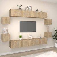 Berkfield Home 8 Piece TV Cabinet Set Sonoma Oak Engineered Wood in Brown
