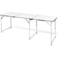Berkfield Home Foldable Camping Table Height Adjustable Aluminium 180 x 60 cm in White