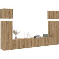 Berkfield Home 8 Piece TV Cabinet Set Wall-mounted Artisan Oak Engineered Wood in Brown