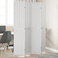 Berkfield Home Room Divider 4 Panels White Solid Wood Paulownia