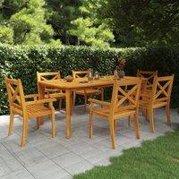 Berkfield Home 7 Piece Garden Dining Set Solid Wood Acacia in Brown