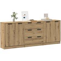 Berkfield Home Sideboards 3 pcs Artisan Oak 60x30x70 cm Engineered Wood in Brown | Size: 60 x 30 x 70 cm
