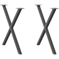 Berkfield Home Dining Table Legs X-Shaped 2 pcs Anthracite 70x(72-73) cm Steel in Black
