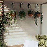 Berkfield Home Hanging Basket Brackets with Planters 4 pcs Black Steel