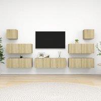 Berkfield Home 7 Piece TV Cabinet Set Sonoma Oak Engineered Wood in Brown
