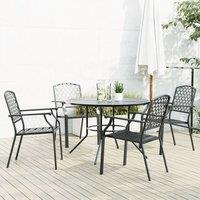 Berkfield Home Stackable Garden Chair Set 5 pcs Anthracite Powder-coated Steel in Black