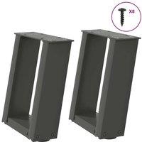 Berkfield Home Coffee Table Legs U-Shaped 2 pcs Anthracite 30x(30-31) cm Steel in Black