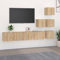 Berkfield Home Wall-mounted TV Cabinet Sonoma Oak Engineered Wood in Brown