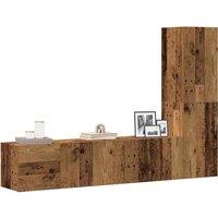 Berkfield Home Wall Mounted TV cabinets 3 pcs Old Wood Engineered Wood in Brown