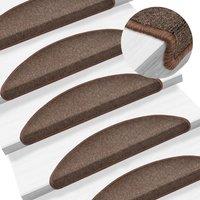 Berkfield Home Carpet Stair Treads 15 pcs Coffee Brown 56x17x3 cm | Size: Medium