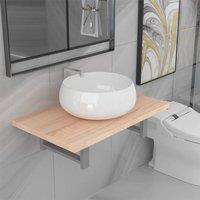 Berkfield Home Two Piece Bathroom Furniture Set Ceramic Oak in Brown