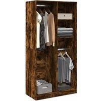Berkfield Home Wardrobe Smoked Oak 100x50x200 cm Engineered Wood in Brown | Size: 100 x 50 x 200 cm
