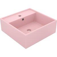 Berkfield Home Luxury Basin Overflow Square Matt Pink 41x41 cm Ceramic