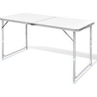 Berkfield Home Foldable Camping Table Height Adjustable Aluminium 120 x 60 cm in White