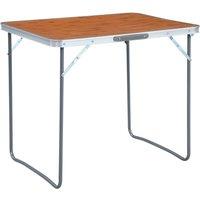 Berkfield Home Foldable Camping Table with Metal Frame 80x60 cm in Brown