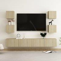 Berkfield Home 6 Piece TV Cabinet Set Sonoma Oak Engineered Wood in Brown