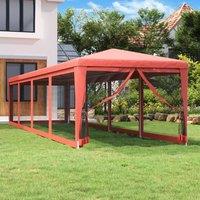 Berkfield Home Party Tent with 10 Mesh Sidewalls Red 3x12 m HDPE