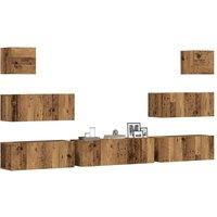 Berkfield Home 7 Piece TV Cabinet Set Wall-mounted Old Wood Engineered Wood in Brown