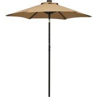 Berkfield Home Parasol with LED Lights Taupe 200x211 cm Aluminium in Beige