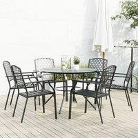 Berkfield Home Stackable Garden Chair Set 7 pcs Anthracite Powder-coated Steel in Black
