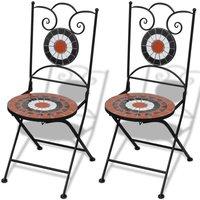 Berkfield Home Folding Bistro Chairs 2 pcs Ceramic Terracotta & White