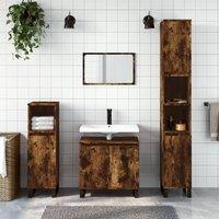 Berkfield Home 3 Piece Bathroom Cabinet Set Smoked Oak Engineered Wood in Brown