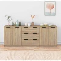 Berkfield Home 3 Piece Sideboards Sonoma Oak Engineered Wood in Brown