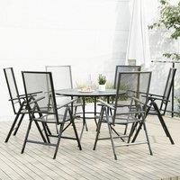 Berkfield Home Reclining Garden Chair Set 7 pcs Anthracite Powder-coated Steel in Black