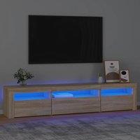 Berkfield Home TV Cabinet with LED Lights Sonoma Oak 195x35x40 cm in Brown | Size: 195 x 35 x 40 cm