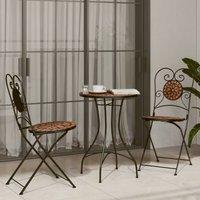 Berkfield Home Mosaic Bistro Set Terracotta Iron & Ceramic in Orange
