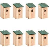 Berkfield Home Bird Houses 8 pcs Wood 12x12x22 cm in Beige | Size: 12 x 12 x 22 cm