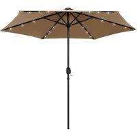 Berkfield Home Parasol with LED Lights & Aluminium Pole 270 cm Taupe in Grey