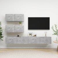 Berkfield Home 4 Piece TV Cabinet Set Concrete Grey Engineered Wood