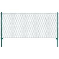 Berkfield Home Wire Mesh Fence with Posts Steel 25x0.75 m Green