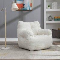 Matteo Soft Tufted Foam Teddy Fabric Bean Bag Chair - Ivory White