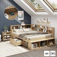 Matteo Children's Double Bed - Multifunctional Storage - Natural