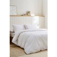 CHRISTY 'Lattice' Geometric Cotton Percale Duvet Cover Set in White | Size: King