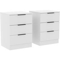 Home Discount Vida Designs Trega 3 Drawer Bedside Chest Table Space Saving, Set Of 2 in White