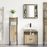 Berkfield Home 3 Piece Bathroom Furniture Set Sonoma Oak Engineered Wood in Beige