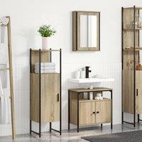 Berkfield Home 3 Piece Bathroom Furniture Set Sonoma Oak Engineered Wood in Beige
